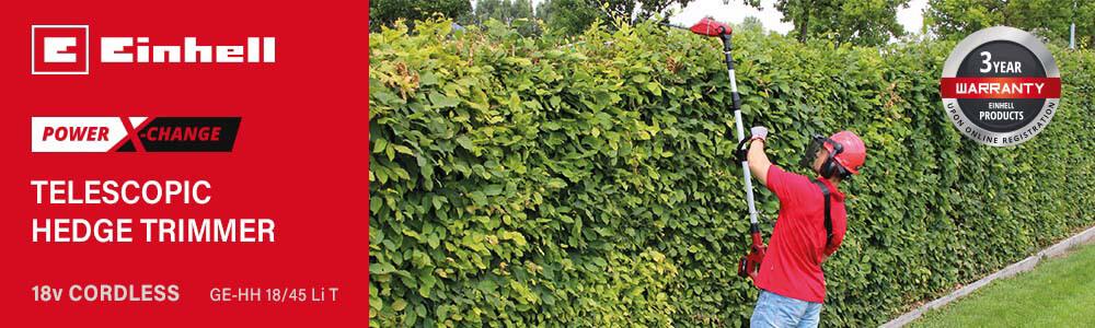 Einhell GE-HH 18-45 Li T 18v Cordless High Reach Hedge Trimmer Telescopic 450mm Power-X-Change