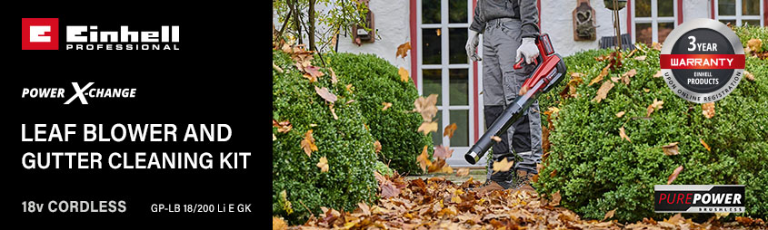 Einhell Professional Power-X-Change GP-LB-18-200-Li-E-GK 18v Cordless Brushless Leaf Blower Gutter Cleaning Kit