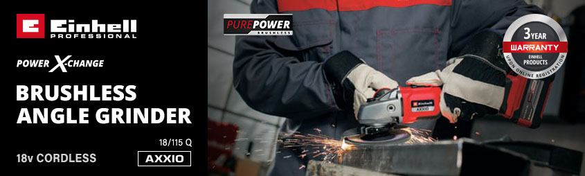 Einhell Professional AXXIO 18/115 18v Power-X-Change Cordless Brushless Angle Grinder 115mm