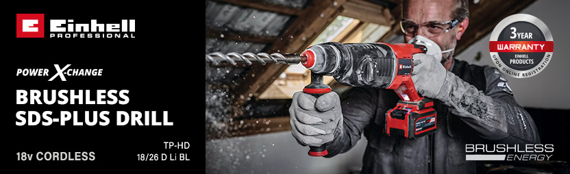 Einhell Professional TP-HD 18/26 D Li BL 18v Cordless Brushless SDS Plus Drill Power-X-Change Einhell Professional TP-HD 18/26 D Li BL 18v Cordless Brushless SDS Plus Drill Power-X-Change