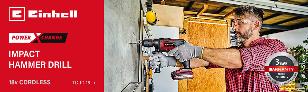 Einhell TC-ID 18 Li
18v Power-X-Change Cordless
Impact Hammer Drill Einhell TC-ID 18 Li 18v Cordless Impact Hammer Drill Power-X-Change