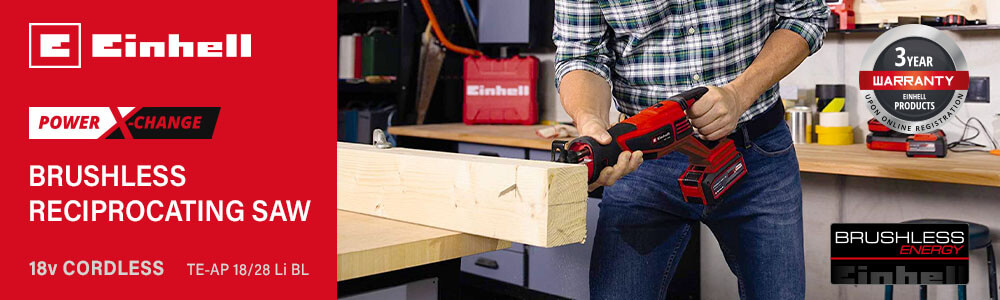 Einhell TE-AP 18-28 Li BL 18v Cordless Brushless Reciprocating Saw Power-X-Change