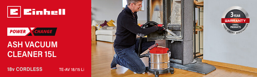 Einhell TE-AV-18-15-Li 18v Power-X-Change Cordless Ash Vacuum Cleaner 15L