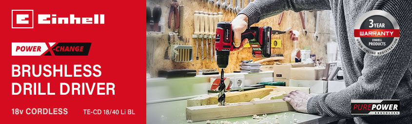 Einhell TE-CD-18-40-Li-BL
18v Power X-Change Cordless
Brushless Drill Driver Einhell TE-CD-18-80-Li-i-BL 18v Power-X-Change Cordless Brushless Drill Driver