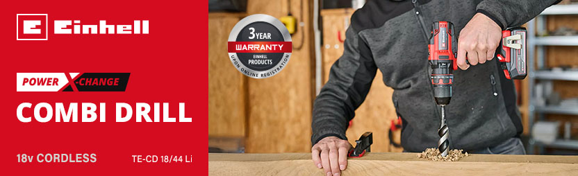Einhell TE-CD 18/44 Li
18v Power-X-Change
Cordless Combi Drill Einhell Power-X-Change TE-CD 18/44 Li 18v Cordless Combi Drill