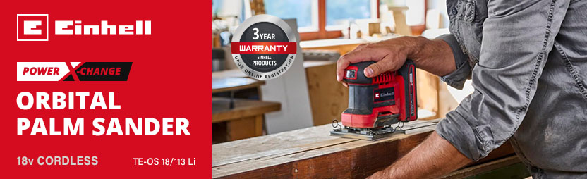 Einhell TE-OS 18/113 Li 18v Power-X-Change Cordless 1/4 Sheet Orbital Palm Sander
