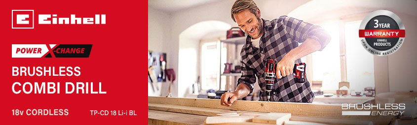 Einhell TP-CD 18 Li-i BL
18v Power-X-Change Cordless
Brushless Combi Drill Einhell Power-X-Change TP-CD 18 Li-i BL 18v Cordless Brushless Combi Drill
