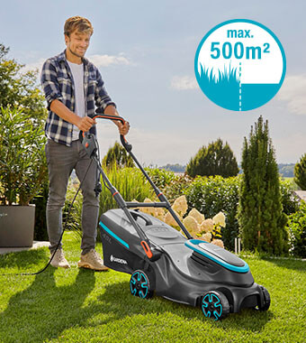 Ideal on large-sized lawns up to 500m². Gardena POWERMAX 37-1800 Corded Electric ErgoTec Lawnmower 14637-28