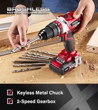Features:
• Keyless 13mm ratcheting metal drill chuck.
• 2-Speed Gearbox with adjustable clutch (21 torque settings).
• Energy efficient brushless motor for maximum runtime. Ozito PXBHS 18v Cordless Brushless Combi Drill Keyless metal chuck 2-Speed Gearbox