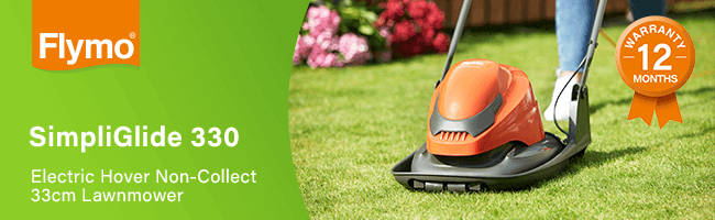 Flymo SimpliGlide 330
Electric Hover Non-Collect 33cm Mower Flymo SIMPLI GLIDE 330 NonCollect Hover Mower 330mm