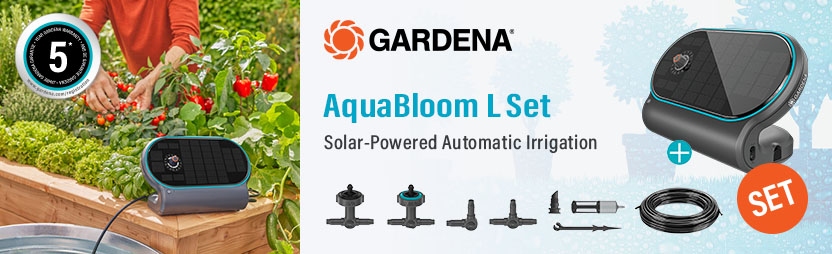 Gardena AquaBloom L Set
Solar-Powered Automatic Irrigation Kit Gardena AquaBloom L Set Solar-Powered Automatic Water Irrigation Kit 13330-20