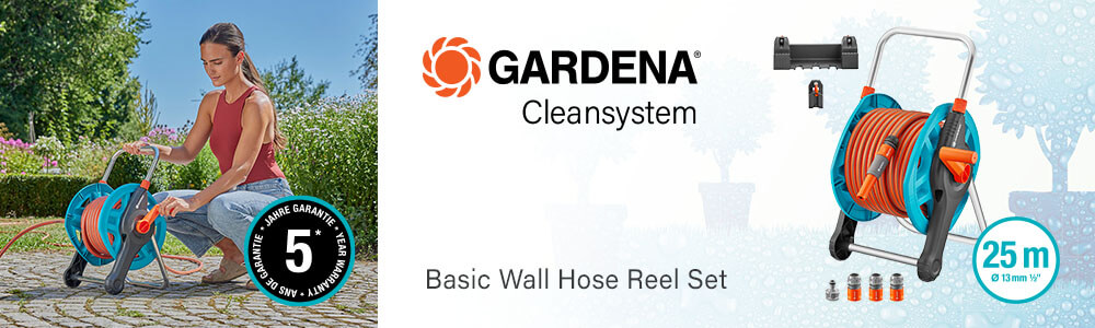 Gardena Basic Floor and Wall Hose Reel (25m) Gardena Basic Floor and Wall Hose Reel 18982-28