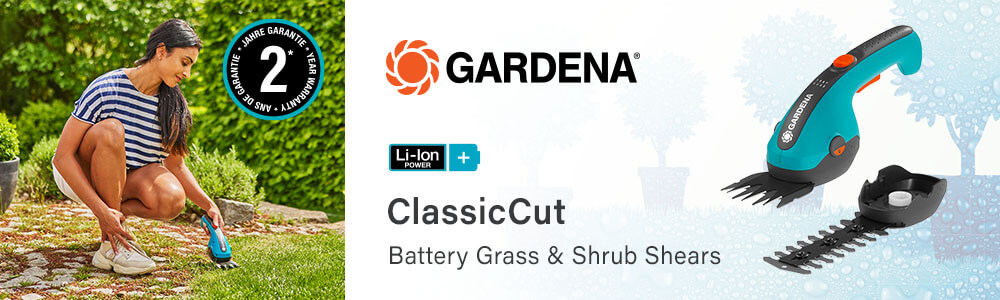 Gardena ClassicCut Li
3.6v Cordless Grass Shears Set Gardena ClassicCut Li Battery Cordless Grass Shears Set 9885-20