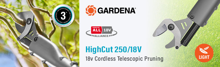 Gardena HighCut 250 P4A
18v Cordless P4A
Telescopic Pruning Loppers Gardena HighCut 250 P4A 18v Telescopic Pruning Loppers 14774-55