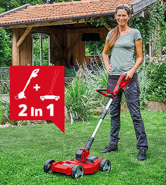 Complete lawn mowing and
grass trimming solution. Einhell GE-CT 18-28 Li TC telescopic shaft wheeled lawnmower Grass Trimmer Edger
