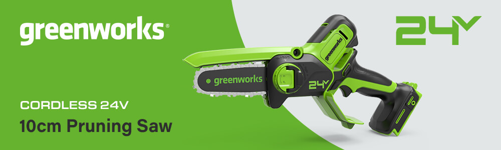 Greenworks G24MCS10
24v Cordless Tree Pruner 100mm Greenworks G24MCS10 24v Cordless Tree Pruner 100mm