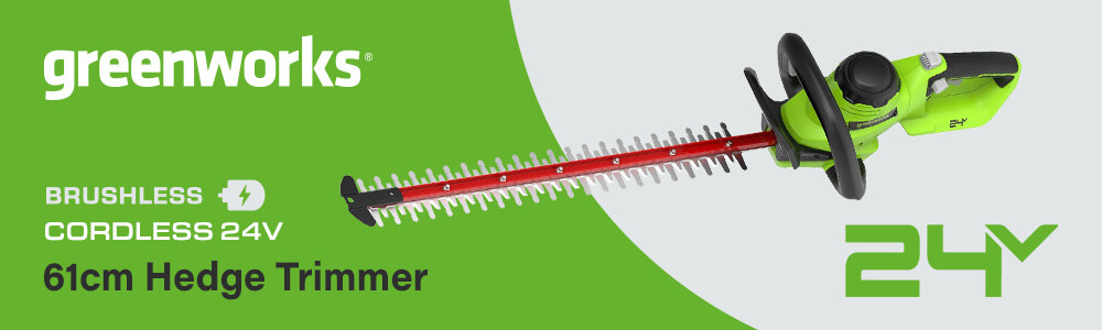 Greenworks GD24HT61 24v Cordless Brushless Hedge Trimmer 610mm Greenworks GD24HT61 24v Cordless Brushless Hedge Trimmer 610mm