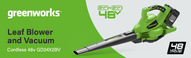 Greenworks 48v (24v+24v) Cordless
Leaf Blower and Vacuum
GD24X2BV Greenworks GD24X2BV 48v Cordless Leaf Blower Vacuum