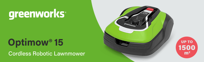 Greenworks Optimow 15
Robotic Lawnmower
Up to 1500 sq. meters Lawns Greenworks OPTIMOW15 Robotic Lawnmower