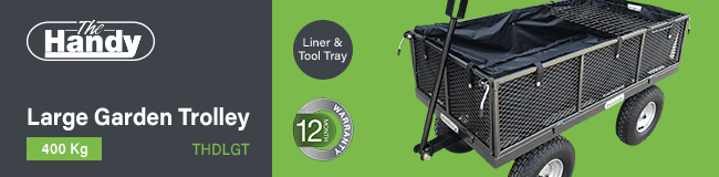Handy THDLGT Large Steel Garden Trolley with Liner, Tray and Punctureless Wheels Handy THDLGT Large Steel Garden Trolley Liner Tray Punctureless Wheels