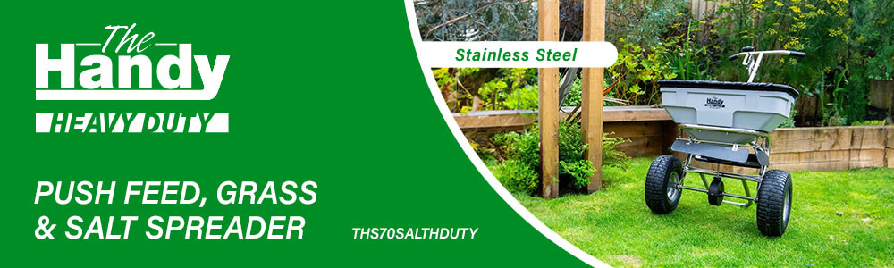 Handy THS70SALTHDUTY Stainless Steel Heavy Duty Push Feed Grass Salt Broadcast Spreader