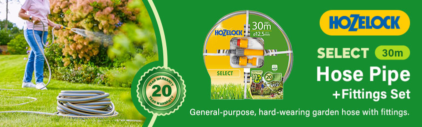 Hozelock Select Garden Hose Pipe with Fittings Set 30m Hozelock Select Garden Hose Pipe Fittings Set 100-100-583