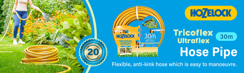 Hozelock Tricoflex Ultraflex
Anti-Kink and Anti-Twist Hose Pipe 30m Hozelock Tricoflex Ultraflex Anti-Kink Anti-Twist Hose Pipe 100-100-618