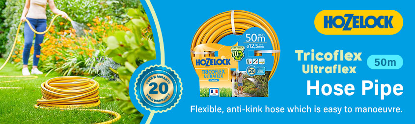 Hozelock Tricoflex Ultraflex
Anti-Kink and Anti-Twist Hose Pipe 50m Hozelock Tricoflex Ultraflex Anti-Kink Anti-Twist Hose Pipe 100-100-620