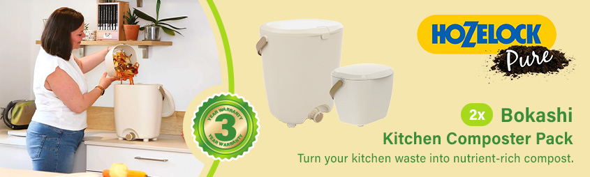 Hozelock Pure Bokashi Kitchen Composter & Caddy Pack Hozelock Pure Bokashi Kitchen Composter Caddy Pack 100-100-500