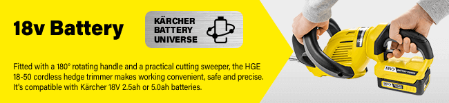 Karcher HGE1850 Hedge Trimmer 18v Battery Universe Cordless Range