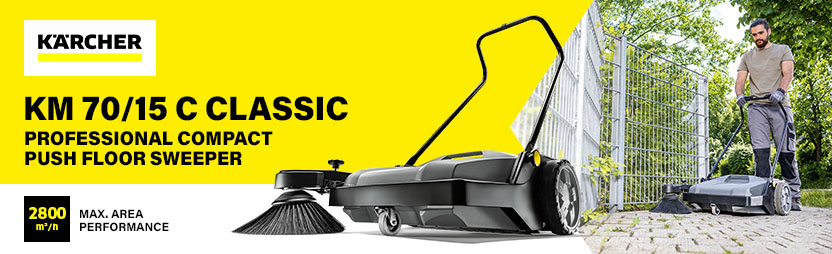 Karcher KM 70/15 C Classic — Professional Push Floor Sweeper Karcher KM 70/15 C Classic professional compact push floor sweeper, 2800m²/h area performance