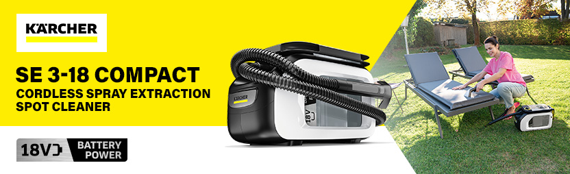 Karcher SE 3-18 18v Cordless Carpet & Upholstery Spot Cleaner White Karcher SE 3-18 18v Cordless Carpet & Upholstery Spot Cleaner White