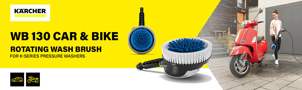 Karcher WB 130 Car and Bike
Rotating Wash Brush
For K Series Pressure Washers Karcher WB 130 Car Bike Rotating Wash Brush K-Series Pressure Washers