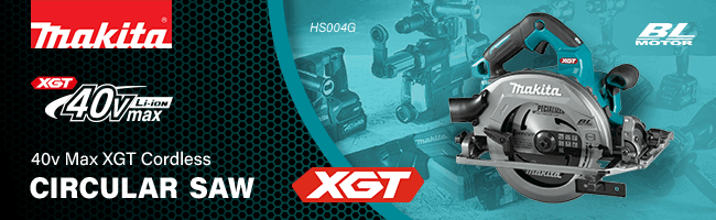 Makita
40v Max XGT Brushless
Circular Saw 190mm
HS004G Makita HS004G 40vMax XGT Cordless Brushless Circular Saw