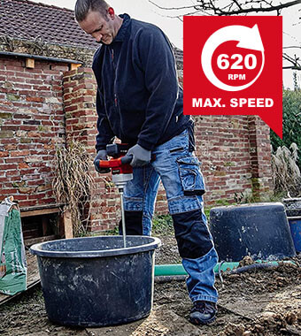 Idle speed max. (gear 1) 620 min^-1 Einhell TE-MX 18 Li Cordless Paint Plaster Mixer Speed Electronics soft start function