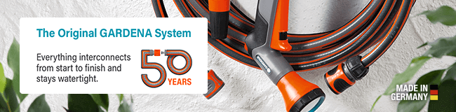 Original GARDENA System
Premium Multi Sprayer
Everything interconnects from start
to finish and stays watertight.
Quality, extremely long service life
and reliability over the last 50 years! The Original GARDENA System Premium Multi Sprayer