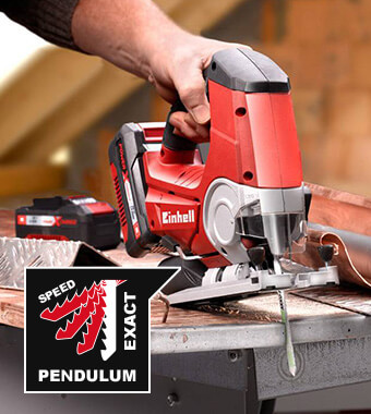 Adjustable pendulum action for
faster cutting when required. Einhell TE-JS 18-80 Li Cordless Jigsaw adjustable pendulum action