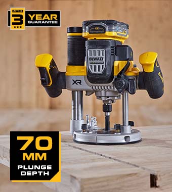 70mm PLUNGE DEPTH :
Complete Deep Plunge Applications DeWalt DCW620H2 18V XR 70mm Deep Plunge Router Warranty
