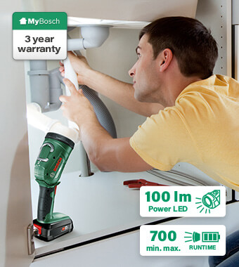 Powerful illumination and versatility,
perfect for any workspace
•Powerful illumination with Power LED 100 lm
•Exceptional battery runtime allows up to
1,000 minutes of use per charge
•Convenient dimming function always
provides perfect amount of light
•Ideal lighting in dark spaces, small areas,
and while camping Bosch UniversalLamp 18 Cordless Power LED Workligh runtime dimming function lighting camping