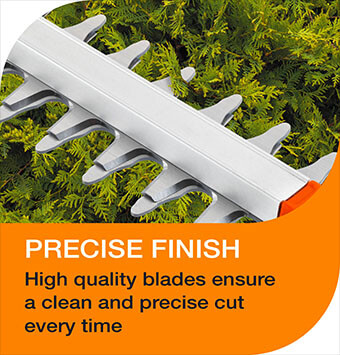 High quality blades ensure a
clean and precise cut every time. Flymo EasiCut 450 Hedge Trimmer flexibility Versatility
