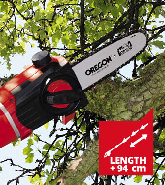 Continuously adjustable telescopic
aluminium handle (880-1820 mm). Einhell GE-LC 18 Li T Telescopic Pole Tree Pruner 200mm