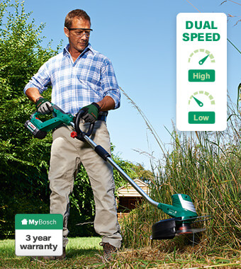 Dual Speed Control Bosch AdvancedGrassCut 36v Cordless Grass Trimmer Dual Speed Control