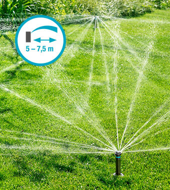 Automatic irrigation of middle-sized areas,
thanks to its spray range of 5 to 7.5 m. Gardena SprinklerSystem MD180 PopUp Garden Sprinkler 8233-20