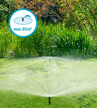 Ideal for automatically irrigating
smaller lawns of up to 80 m². Gardena SprinklerSystem SD80 PopUp Garden Sprinkler 8243-20