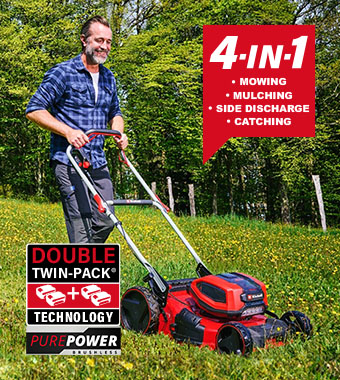 Einhell PurePower Brushless TWIN-PACK 36v Cordless Steel-Deck Rotary Lawnmower