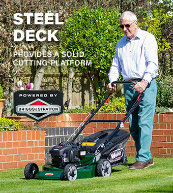 Durable steel cutter deck. Premium Briggs & Stratton 450E engine. Webb Supreme WER18HP4 steel cutter decks premium Briggs Stratton 450E engine