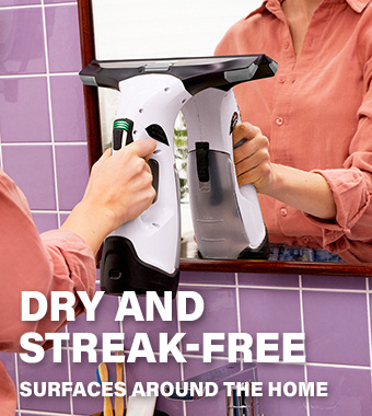 The quick and easy way to clean flat surfaces,
such as windows, tiles, worktops and mirrors
leaving a sparkling, streak-free finish. Karcher WV 5 PLUS Window Vac Streak-Free Glass Cleaning