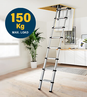 Easy to operate height adjustment
system to 3 different heights. Werner 30100100 Telescopic Loft Ladder