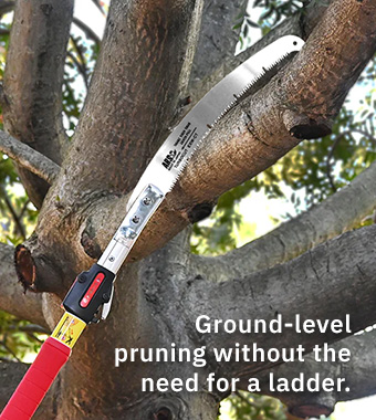 Ground-level pruning trees and
shrubs without the need for a ladder. ARS EXW-UV Telescopic Superturbocut Pole Pruning Saw High Carbon Steel