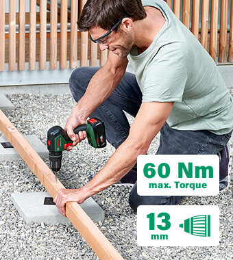 Powerful screwdriving and impact drilling
with maximum endurance and comfort Bosch UNIVERSALIMPACT 18V-60 impact drilling fastening